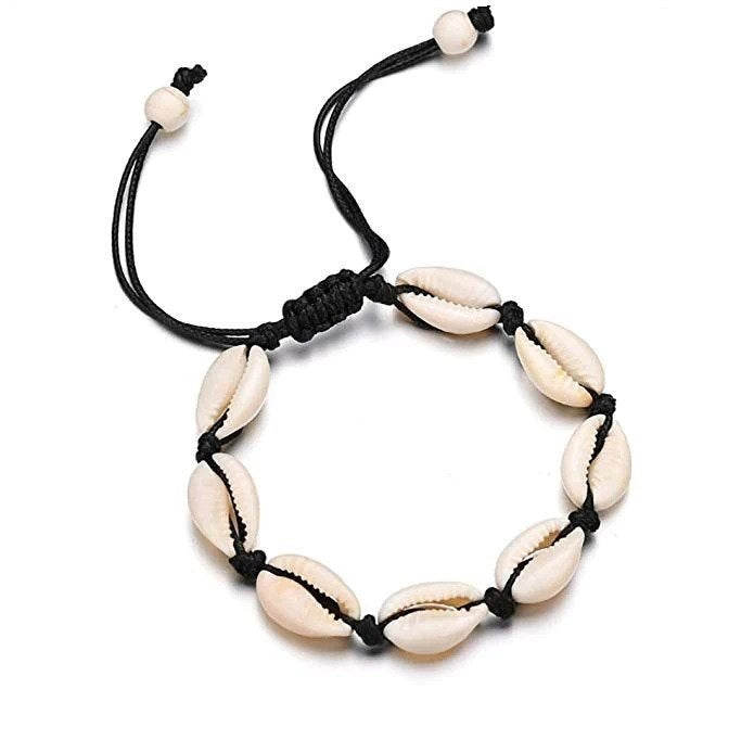 Cowrie Shell bracelet (Black String)