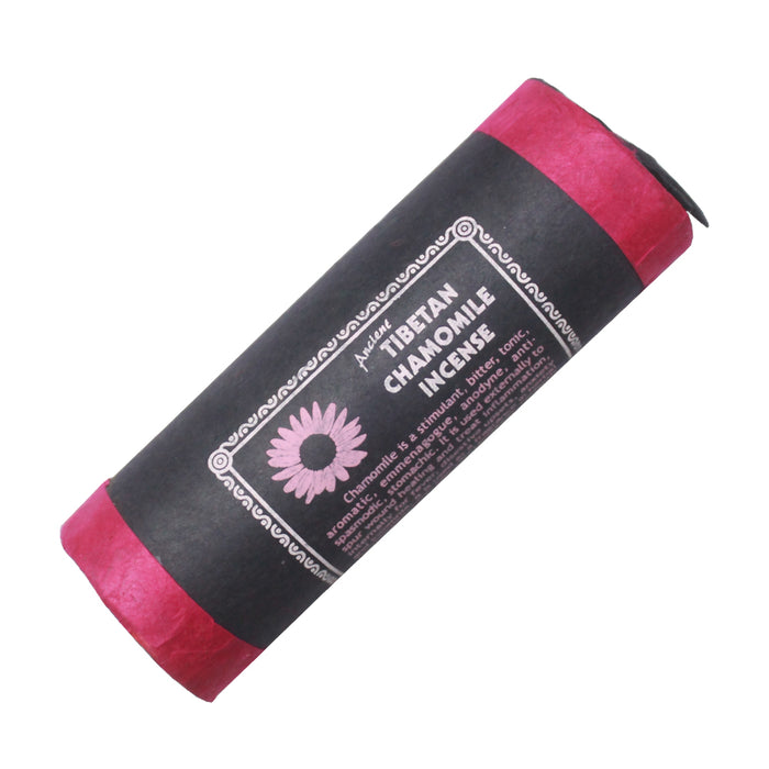 Tibetan Chamomile incense sticks handmade in Nepal. A staple of aromatherapy for centuries, chamomile has numerous properties and uses. These natural incense sticks burn well with the soft herbal fragrance of chamomile.