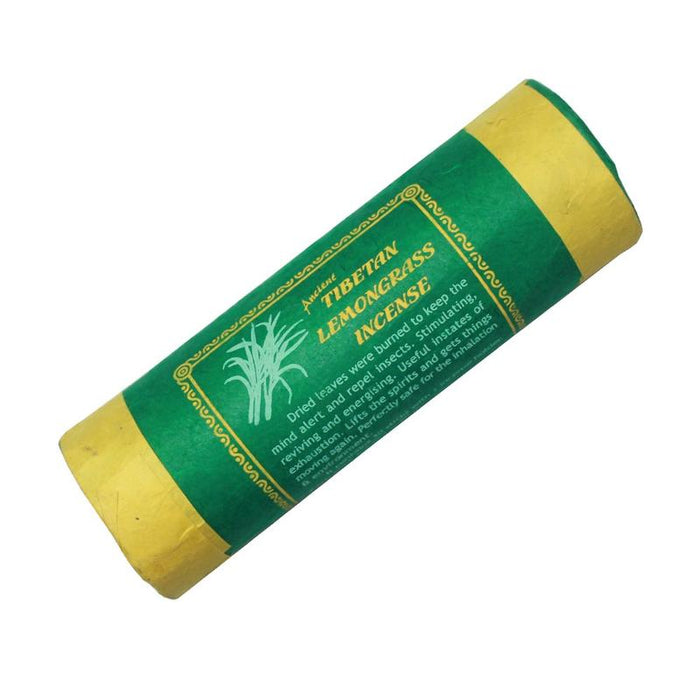 Tibetan Lemongrass Incense is described as being stimulating, reviving, and energizing. Lemongrass was traditionally used to keep the mind alert and burnt as an insect repellent.